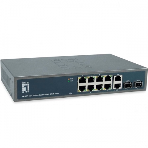 LEVEL ONE SWITCH 12 PORTAS 1000 8PORTAS POE+2 X SFP1G 150W
