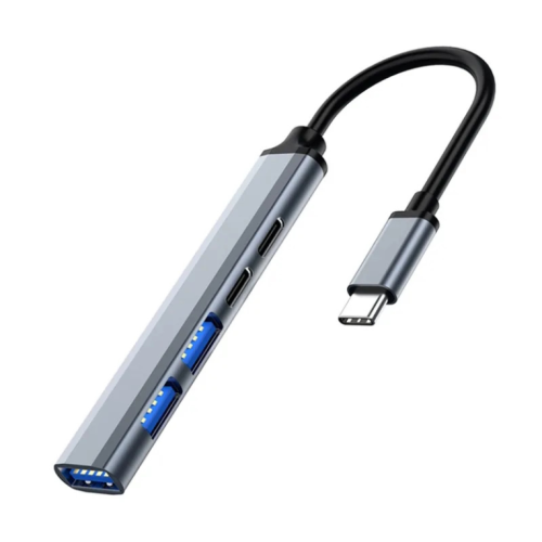 EWENT HUB USB-C 1xUSB 3.2 2xUSB 2.0 1xUSB-C 2.0 1xUSB-C PD 100W ALUMINIO