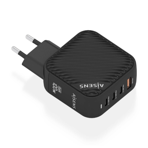 CARREGADOR AISENS GAN 100W 3XUSB-C PD3.0 QC4.0 1XUSB-A QC3.0 PRETO