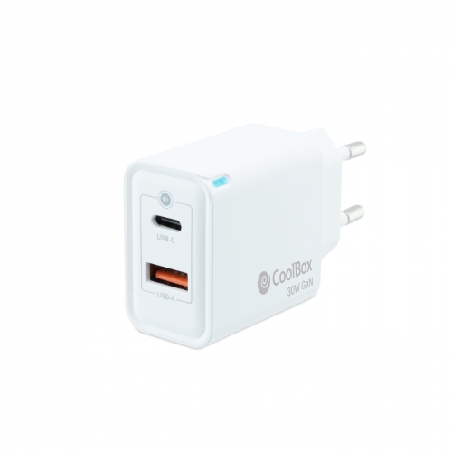 Carregador COOLBOX GAN 30W USB-C/USB-A PARED