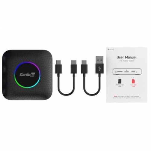 Carlinkit CPC200-TBOX LED 8GB/128GB 4G LTE - Internet AI Box - compatível com CarPlay e Android Auto