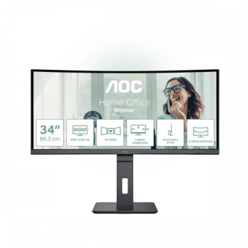 MONITOR AOC VA 34"21:9 WQHD CURVO HDMI DP USB-C RJ45 COLUNAS HAS CU34P3CV