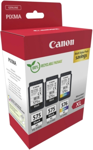 Canon PG575XL/CL576XL Multipack de 3 Cartuchos de Tinta Originais - 5437C004
