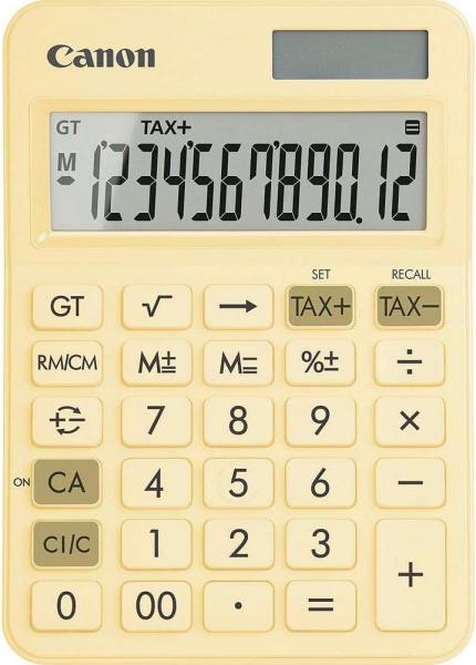 Calculadora de secretária Canon LS-125KB com visor LCD de 12 dígitos Amarela