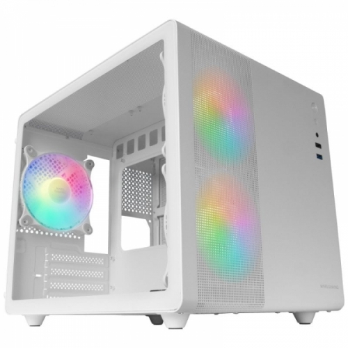 Caixa MARS GAMING MC400W PREMIUM MICRO-ATX CUBE ,3X FRGB FAN,GLASS,MESH,WATERC. ,WHITE