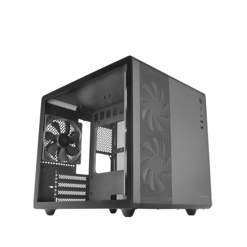 Caixa MARS GAMING MCMPRO PREMIUM MICRO-ATX CUBE ,3X 12CM FAN,GLASS,MESH,WATERC. ,BLACK