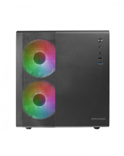 Caixa MARS GAMING MC400 PREMIUM MICRO-ATX CUBE ,3X FRGB FAN,GLASS,MESH,WATERC. ,BLACK