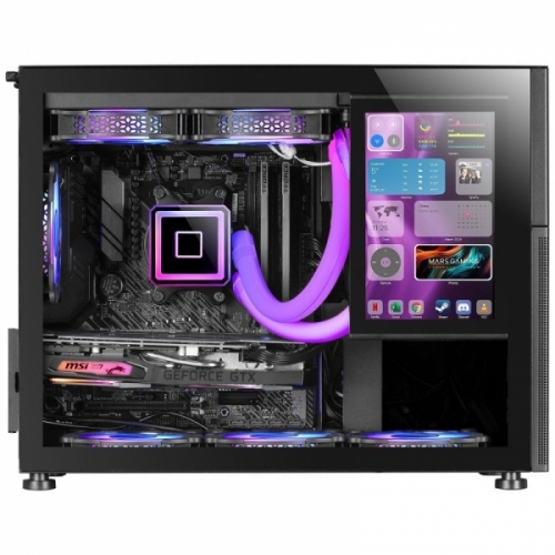 Caixa MARS GAMING MC-LCD,MICRO-ATX ,8"IPS LCD SCREEN,TEMPERED GLASS WINDOW,BLACK
