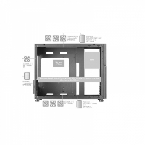 Caixa MARS GAMING MC-LCD,MICRO-ATX ,8"IPS LCD SCREEN,TEMPERED GLASS WINDOW,BLACK