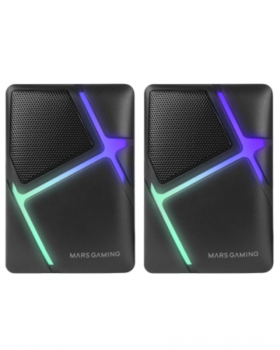 Colunas MARS GAMING MS-H,RGB GAMING,10W 3D-SURROUND INVERTED DRIVER SYSTEM,VOLUME CONTROL,BLACK
