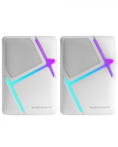 Colunas MARS GAMING MS-H,RGB GAMING,10W 3D-SURROUND INVERTED DRIVER SYSTEM,VOLUME CONTROL,WHITE