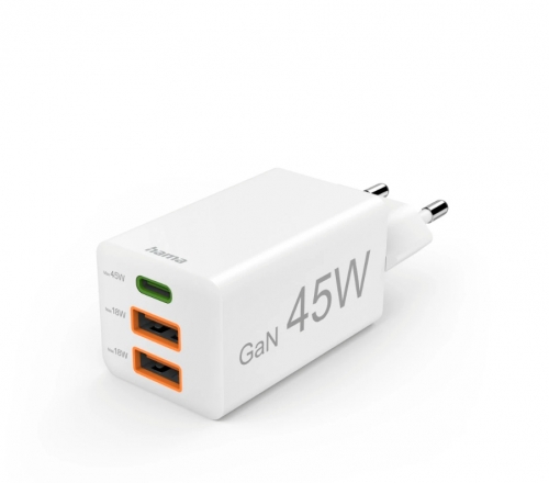 Carregador HAMA GaN,1*USB-C+2*A,45W - 201995