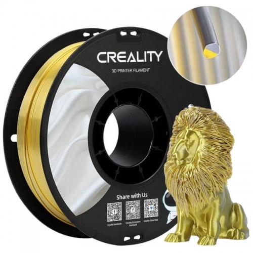 Filamento Creality PLA CR-Silk - 1,75mm - Com Textura Sedosa e Brilhante e Toque Suave - Velocidade de impressão até 100mm/s - Bobine de 1kg Cor Ouro/