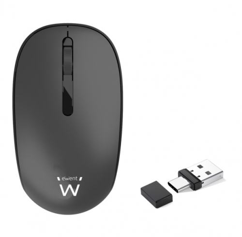 EWENT SILENT CLICK WIRELESS MOUSE WITH COMBO USB A+C RECEIVER AND PRECISION 1000