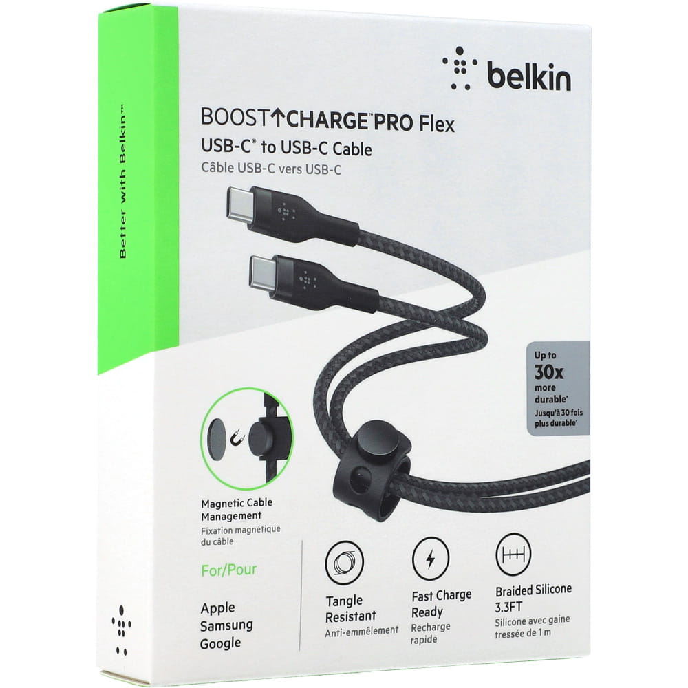 CABO BELKIN BOOSTCHARGE PRO FLEX BRAIDED USB-C/USB-C 1M BLACK