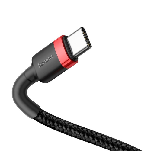 CABO BASEUS BRAIDED USB-C/USB-C 3A 1M (BLACK/RED)