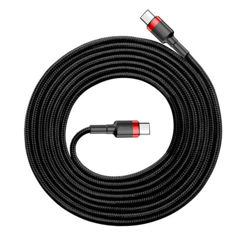 CABO BASEUS BRAIDED USB-C/USB-C 3A 1M (BLACK/RED)