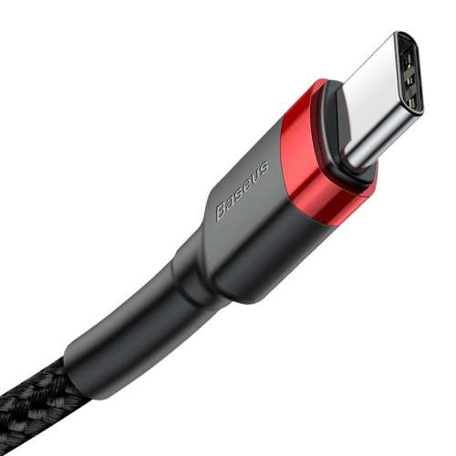 CABO BASEUS BRAIDED USB-C/USB-C 3A 1M (BLACK/RED)