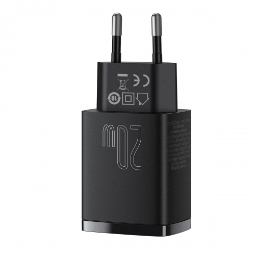 CARREGADOR BASEUS COMPACT FAST USB/USB-C 20W 3A BLACK