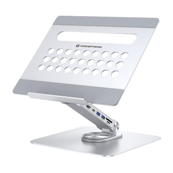 CONCEPTRONIC BASE PORTATIL-DOCK 1xHDMI 1xUSB-C 2xUSB CREADER PD100W ALUMINIO