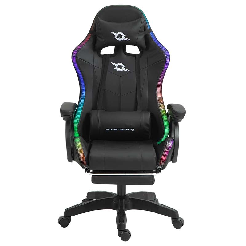 Cadeira PowerGaming LED RGB 7 Pontos de Massagem e Apoio para os Pés Preto
