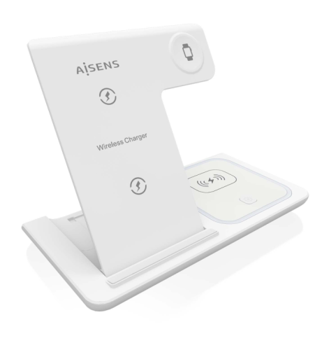 CARREGADOR AISENS INALAMBRICO USB-C 3 EN 1 15W BLANCO