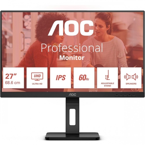 MONITOR AOC IPS 27"UHD 4K HDMI DP USB COLUNAS HAS PIVOT U27E3UF