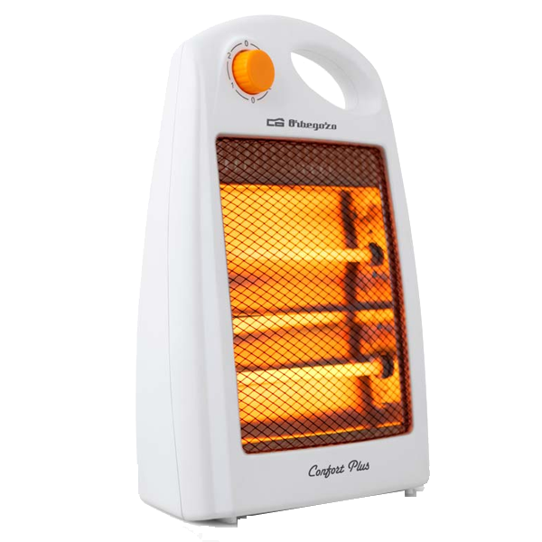 Aquecedor de quartzo compacto Orbegozo BP 5007 - Calor radiante intenso e uniforme - 2 níveis de potência - Sistema de segurança anti-tombamento