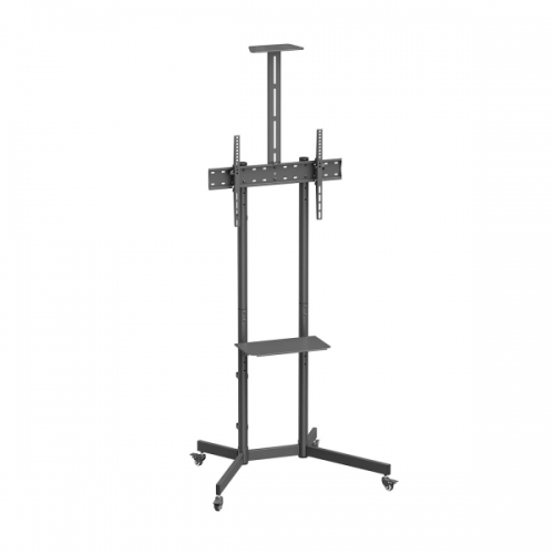 Suporte de chão Aisens ECO com rodas - Bandeja de DVD e suporte de câmara para monitor/TV 45 kg de 37-70 cm - Preto