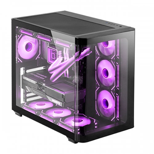 MARS GAMING CAIXA ATX MC-FUSIONM TEMP GLASS CONTR EDGES BLACK