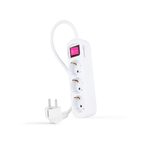 Régua de tomadas Nanocable com 3 tomadas e interruptor,branca