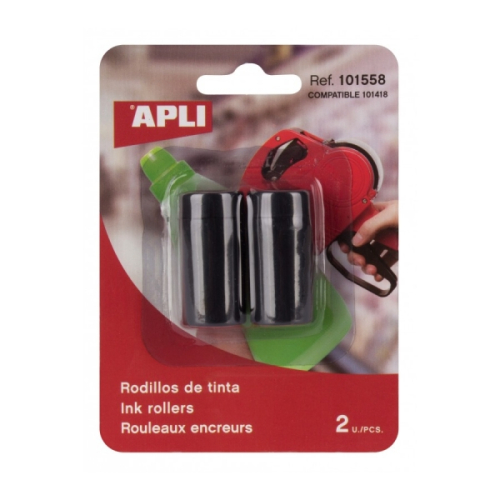 Apli Pack de 2 Recambios de Cartucho de Tinta para Etiquetadoras de Precios - Preto - Compatible con Apli 101418