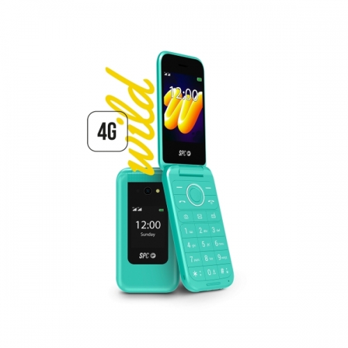 Telemóvel SPC Wild 4G com ecrã principal de 2,8",exterior de 1,77"e capa - Câmara,rádio FM,lanterna - mãos-livres - cor verde