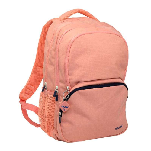 Milan Serie 1918 Mochila Escolar 25L - 3 Bolsos Delanteros + 2 Bolsos Laterales - Asas Regulables y Acolchadas - Tamanho 46,5x30x17cm - Cor Ros