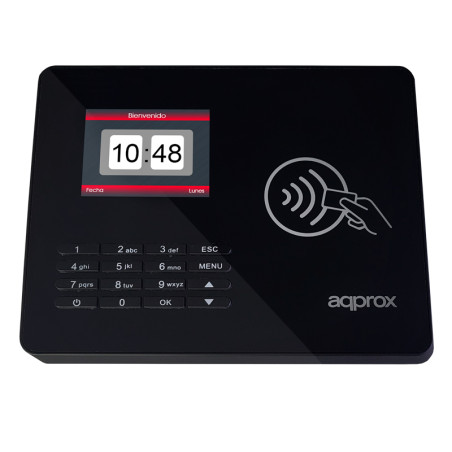 Leitor Biométrico Aprox para Controlo de Ponto e Frequência Ecrã 2,8"- Com Leitor de Cartões RF e Teclado - Capacidade de 100.000 Registos
