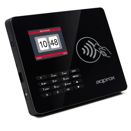 Leitor Biométrico Aprox para Controlo de Ponto e Frequência Ecrã 2,8"- Com Leitor de Cartões RF e Teclado - Capacidade de 100.000 Registos