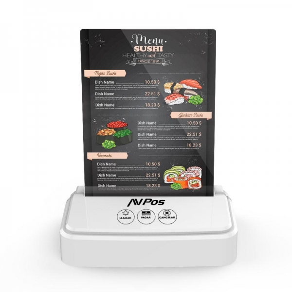 AVPos AVP-AC-3B Empregado de mesa Pager - 3 funções - Suporte publicitário - Branco