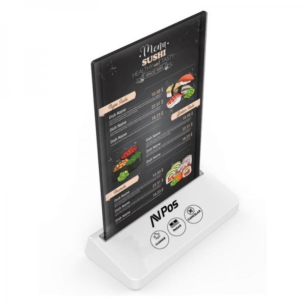 AVPos AVP-AC-3B Empregado de mesa Pager - 3 funções - Suporte publicitário - Branco
