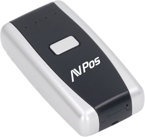 AVPos Leitor de Codigos Portatil BT01 - Codigos 1D,2D e QR - USB e serie - Bluetooth - 1000mAh - Preto
