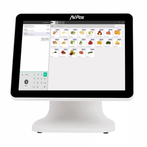 AVPos POS K5000 Alumínio 15 Touch Branco - I7 - Memória de 8 GB - SSD de 128 GB - VGA e HDMI - Branco