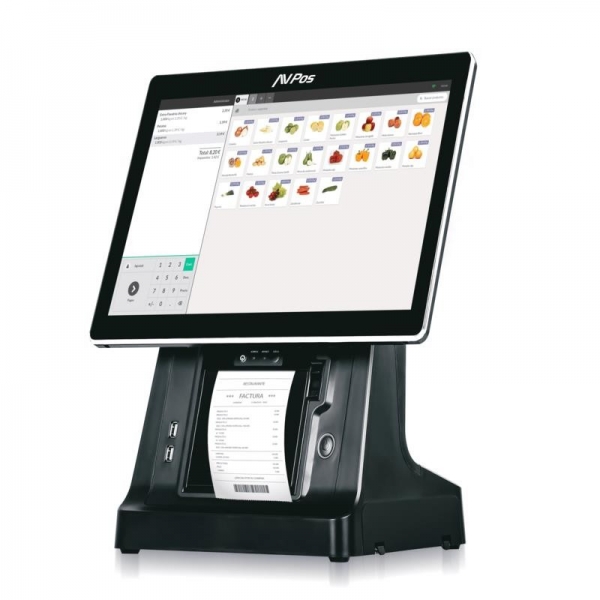 AVPos POS K6000 15 Touch - Impressora Integrada - I5 - Memória de 8 GB - SSD de 128 GB - VGA e HDMI - Preto