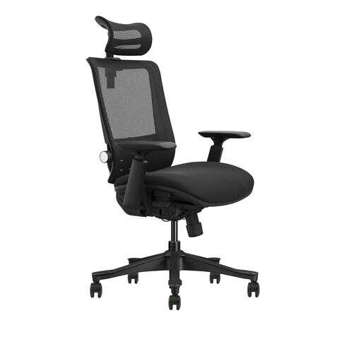 Cromad Senior SE1100 Silla de Oficina - Altura y Profundidad de Asiento Ajustable - Reposacabezas,Reposabrazos 3D y Soporte Lumbar Ajustables - Rueda
