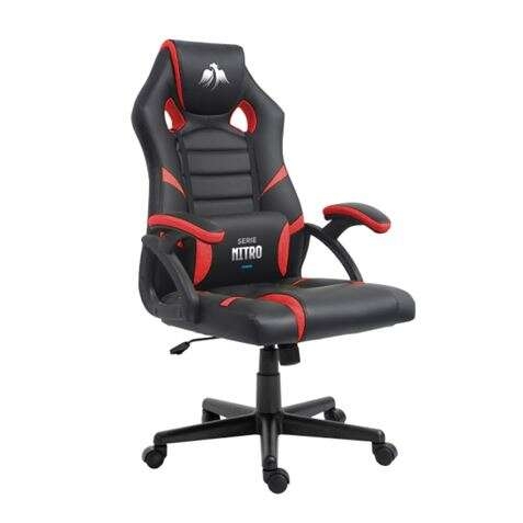 Cadeira GAMER Cromad Nitro Series - Altura Ajustável com Mola a Gás Classe 2 - Almofada Lombar - Preto/Vermelho