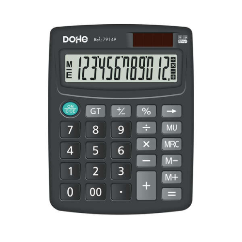 Dohe Calculadora Electronica de Mesa - Tela LCD de 12 Digitos - Alimentação Solar e a Pilas - Teclas de Gran Tamaño