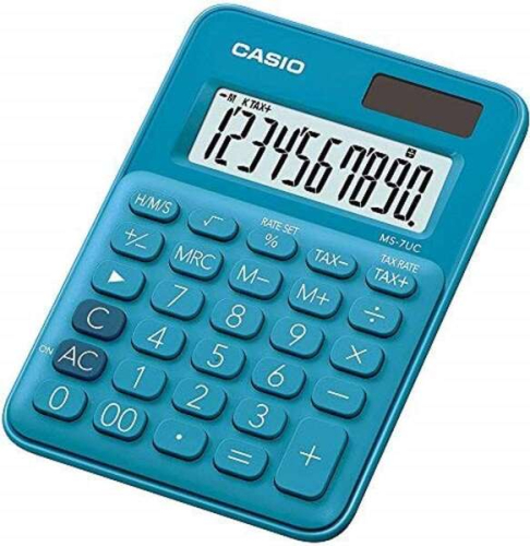Casio MS-7UC Calculadora de Escritorio 10 Digitos - Tecla Doble Cero - Marcadores de Coma de 3 Digitos - Pulsacion de Teclas Simultanea - Alimentação