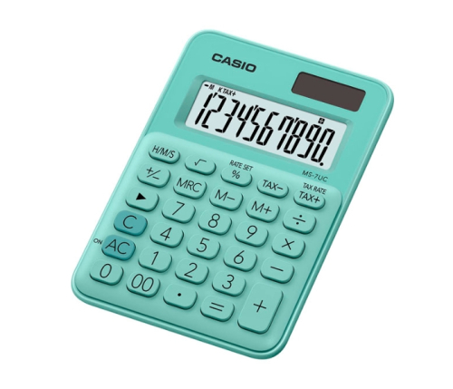Casio MS-7UC Calculadora de Escritorio 10 Digitos - Tecla Doble Cero - Marcadores de Coma de 3 Digitos - Pulsacion de Teclas Simultanea - Alimentação