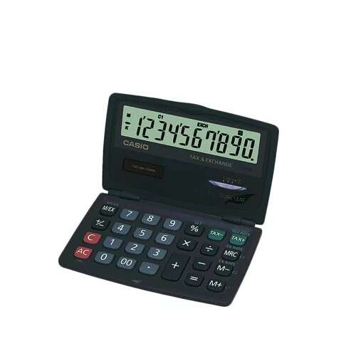 Casio SL-210TE Calculadora de Bolsos 10 Digitos Tipo Plegable - Tela Extra Grande - Alimentação Solar e Pila - Cinza Oscuro