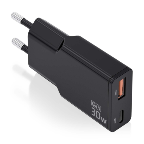 CARREGADOR AISENS GAN ULTRA DELGADO 30W USB-C PD3.0 QC4.0 USB-A QC3.0