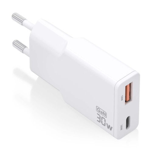 CARREGADOR AISENS GAN ULTRA DELGADO 30W USB-C PD3.0 QC4.0 USB-A QC3.0