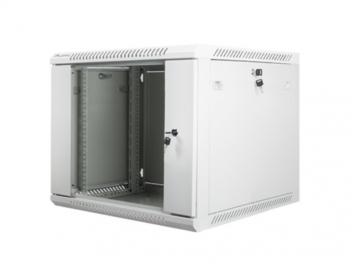 LANBERG ARMÁRIO DE PAREDE 9U 600X600 RACK 19 FLAT PACK V2 PORTA DE VIDRO CINZA
